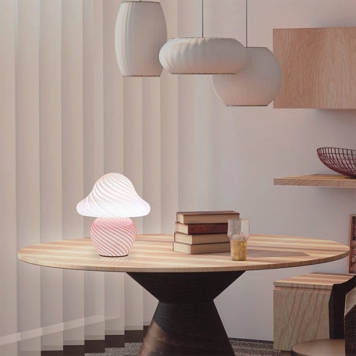 マッシュルーム LED ナイトライト ガラス テーブルランプ | 1＋1無料